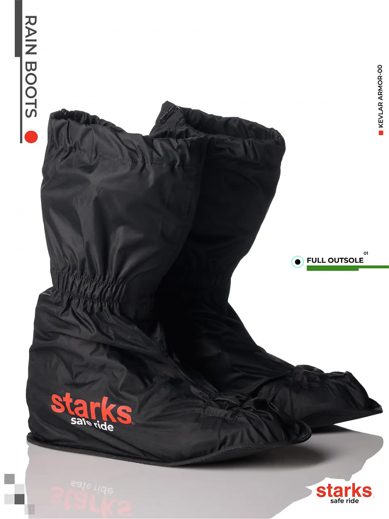 STARKS Дождевые бахилы Rain Boots / подошва цельная Чёрный (S (37-39)) - alexmotorsspb.ru