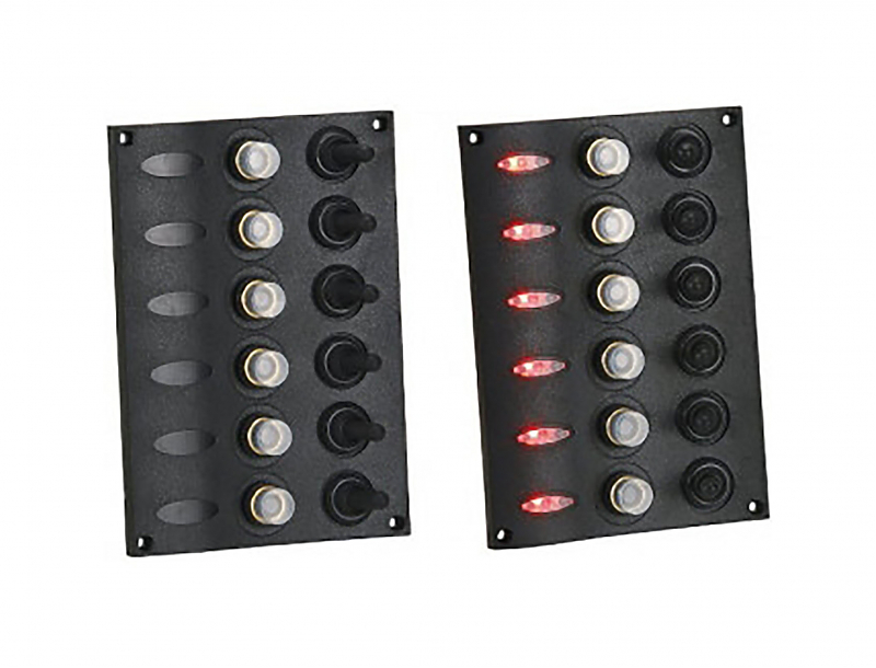 Панель переключателей 6шт со светодиодной подсветкой 116х168х65мм - alexmotorsspb.ru