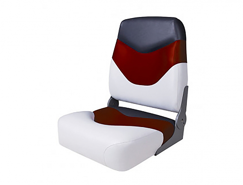 Сиденье мягкое складное Premium High Back Boat Seat, бело-красное - alexmotorsspb.ru