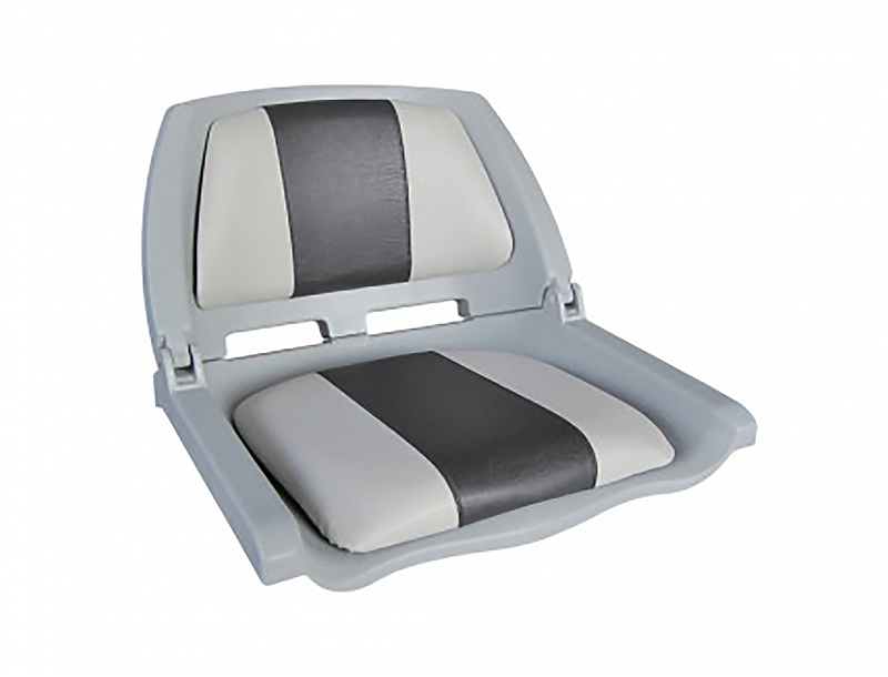 Сиденье пластмассовое складное с подложкой Molded Fold-Down Boat Seat,серо-чёрное - alexmotorsspb.ru