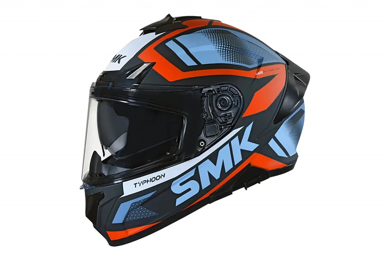 Шлем SMK TYPHOON THORN, цвет чёрный/оранжевый/синий матовый L - alexmotorsspb.ru