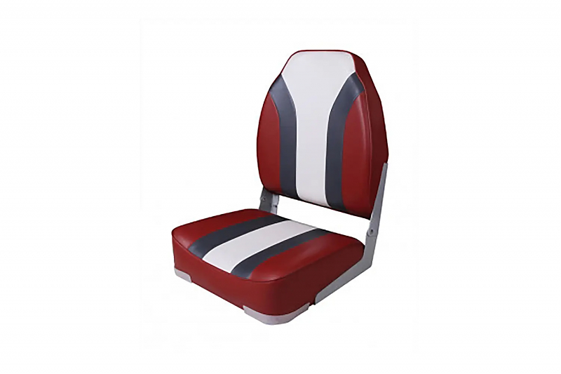 Сиденье мягкое складное High Back Rainbow Boat Seat, красно-белое - alexmotorsspb.ru